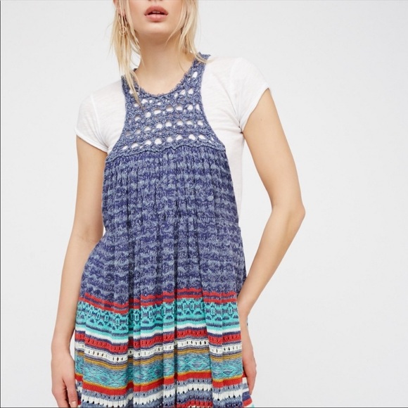 Free People Rare Hearts Stripe Knit Tunic Sz M - Picture 16 of 16